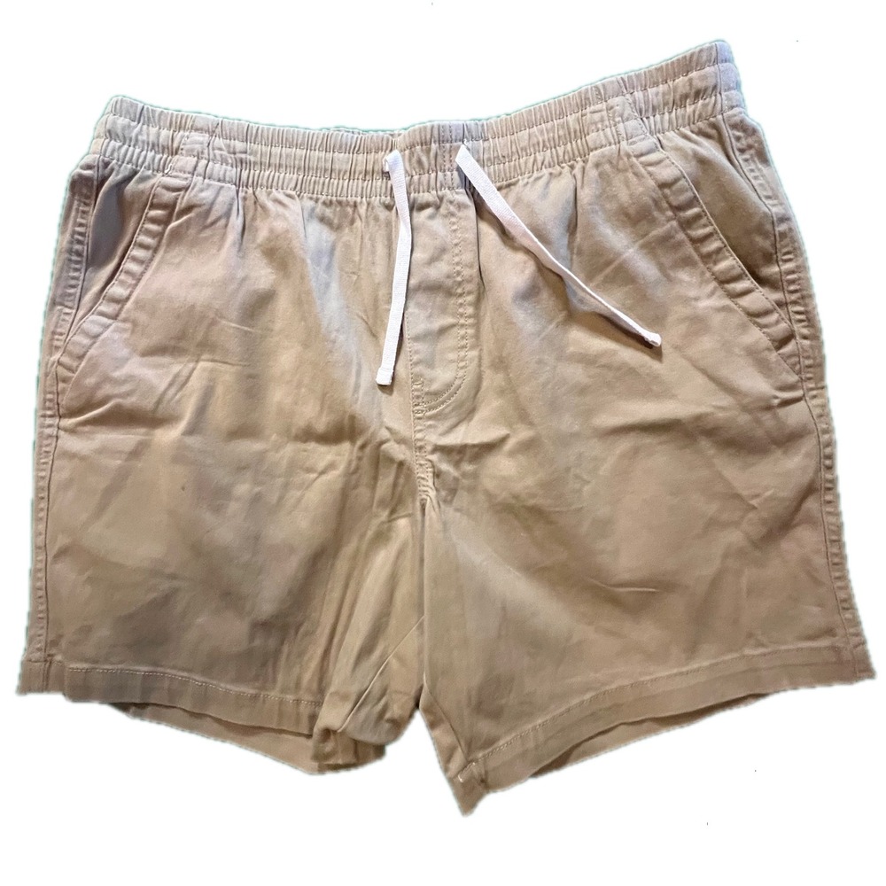 IRON CO Mens Khaki Elastic‎ Waist Drawstring Casual Shorts Size XL - Picture 2 of 7